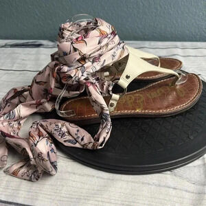 Sam Edelman Giliana Satin Leg Wrap Sandals Size 7 Coastal Festival Boho Whimsi